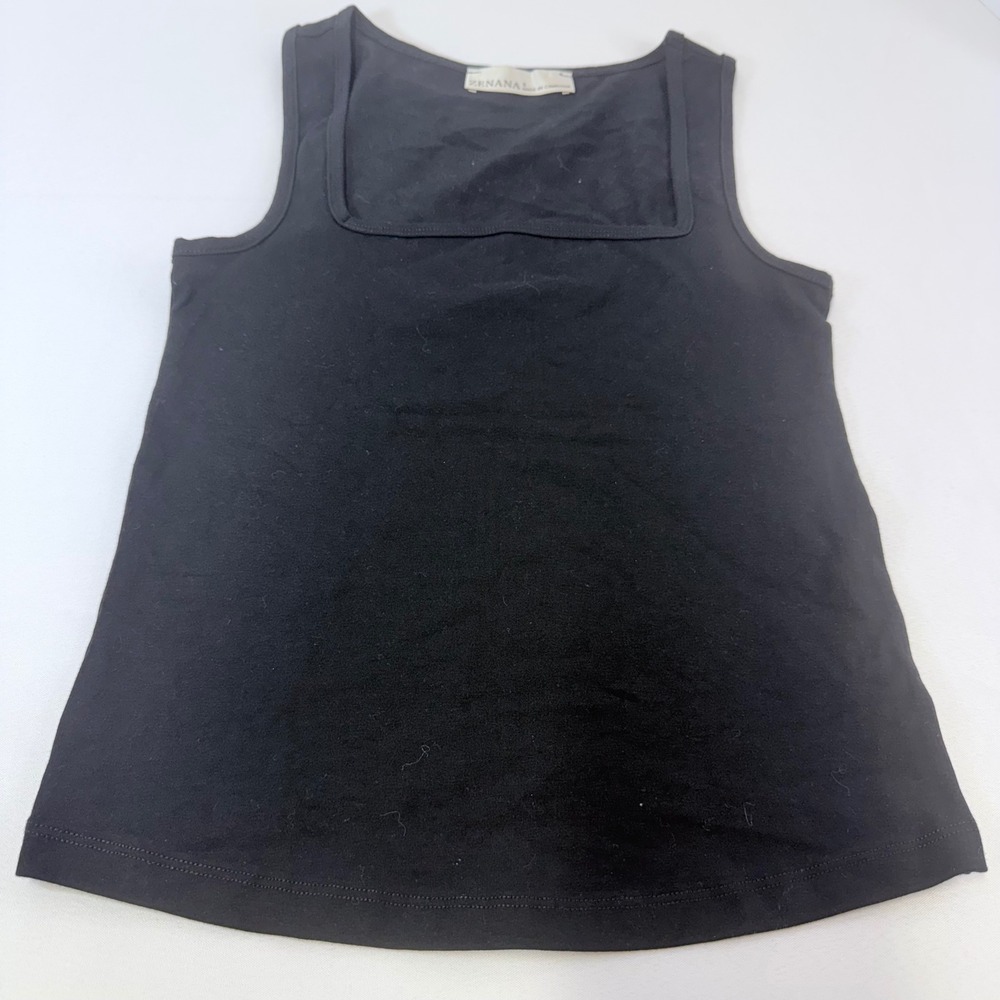 Zenana Cotton Tank Top Womens Small S Black Square Neck Sleeveless NWOT